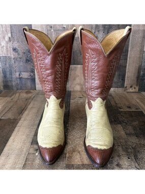 Tony Lama Vintage 1615 Wingtip Gold Label Urban Cowboy Boots Mens 14 D